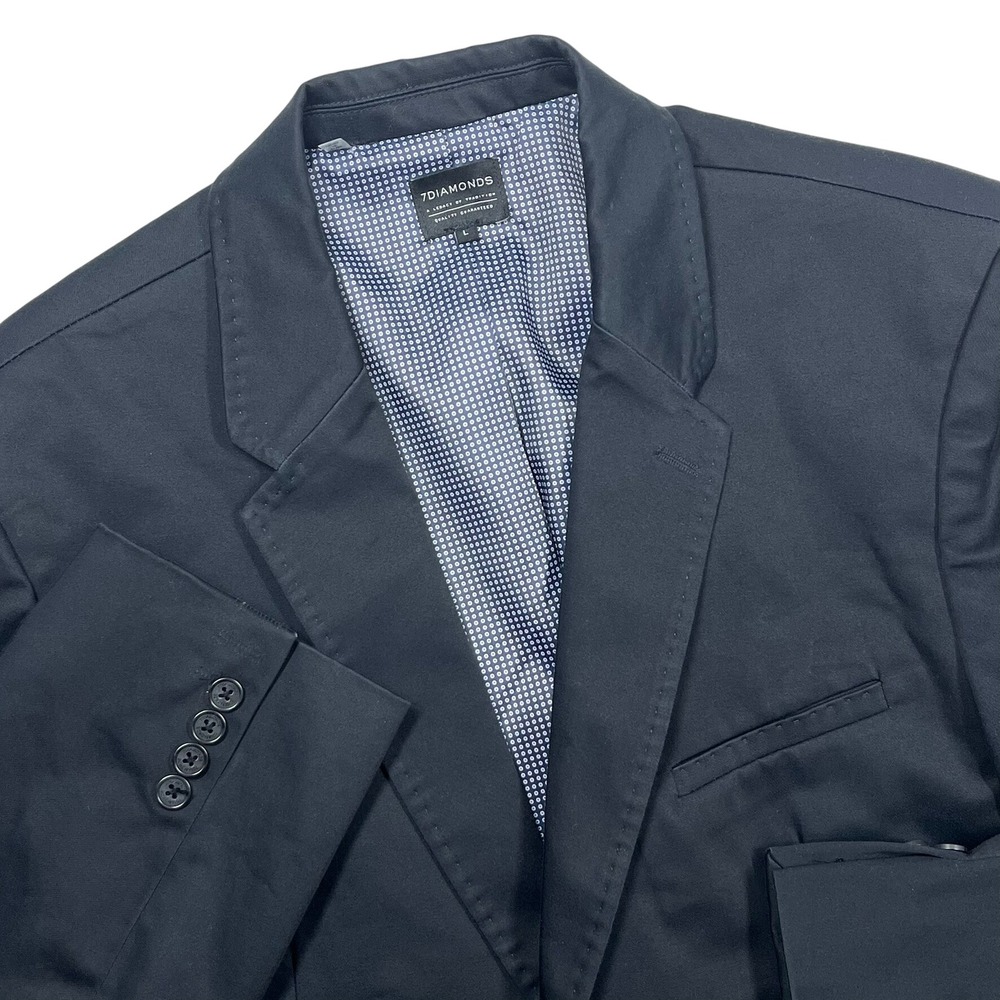 7 Diamonds Giovan Battista Cotton Blend Two-Button Blazer Men's Large Black